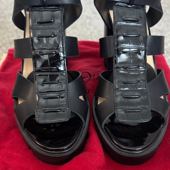 Christian Louboutin Black Multi-Strap Heels 100MM - Picture 7 of 11